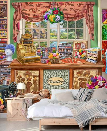 sewing and wool shop wallpaper