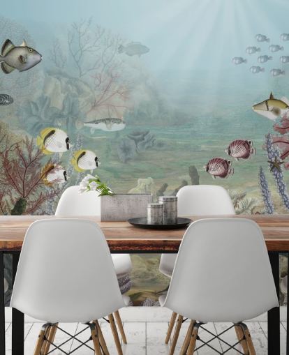 Vintage Fische und Korallen Abbildung Wallpaper