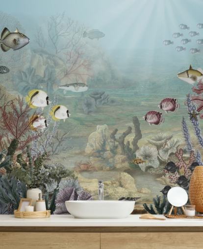 Vintage Fische und Korallen Abbildung Wallpaper