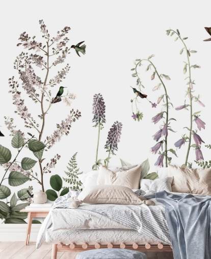 små kolibrier og blomster tapet små kolibrier og blomster tapet