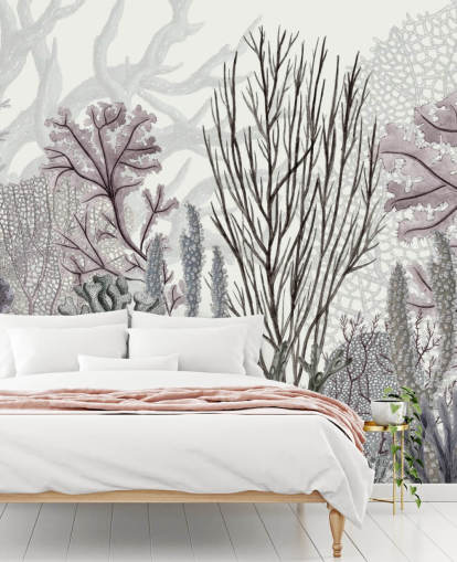 pastell lila och blå korallrev tapeter