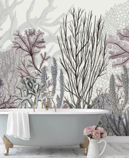 pastel purple and blue coral reef wallpaper