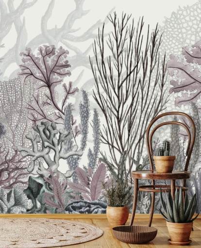 pastell lila och blå korallrev tapeter