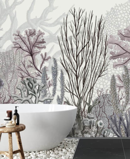 pastel purple and blue coral reef wallpaper