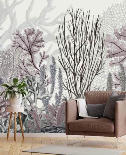 pastell lilla og blå korallrev tapet pastell lilla og blå korallrev tapet