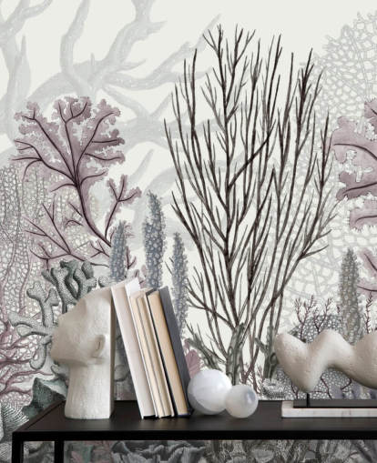 papier peint corail violet et bleu pastel