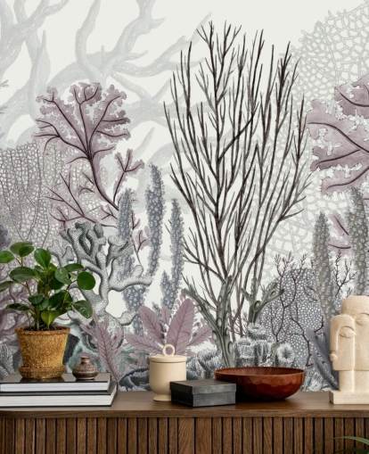 pastell lila och blå korallrev tapeter