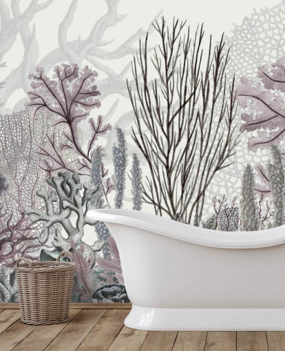 pastell lila och blå korallrev tapeter