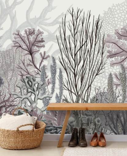 pastel purple and blue coral reef wallpaper