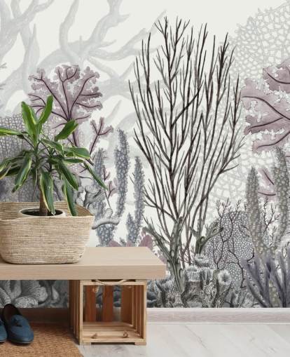 pastel purple and blue coral reef wallpaper