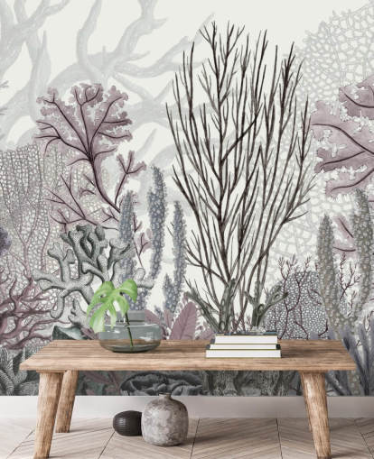 pastel purple and blue coral reef wallpaper