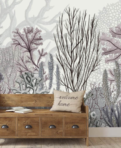 pastell lila och blå korallrev tapeter