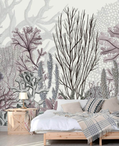 pastel purple and blue coral reef wallpaper