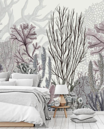 pastel purple and blue coral reef wallpaper