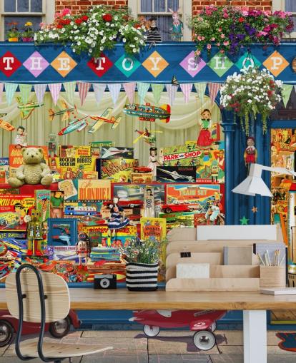 papier peint avant de magasin de jouets