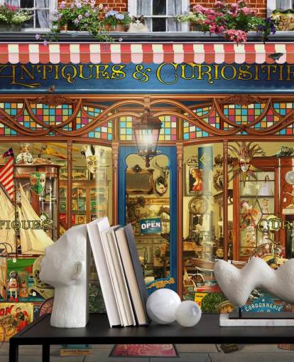 antiques shop facade wallpaper