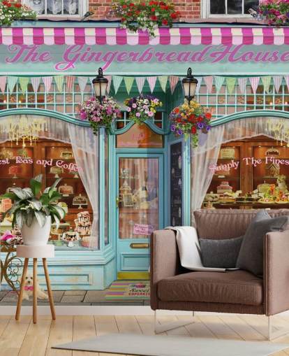 bakery shop front facade wallpaper