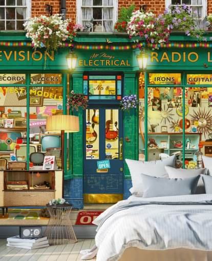 pretend electric shop front wallpaper