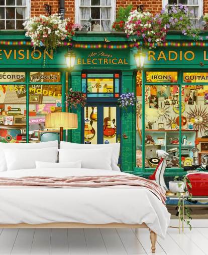 pretend electric shop front wallpaper