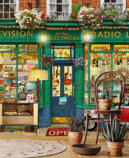 pretend electric shop front wallpaper