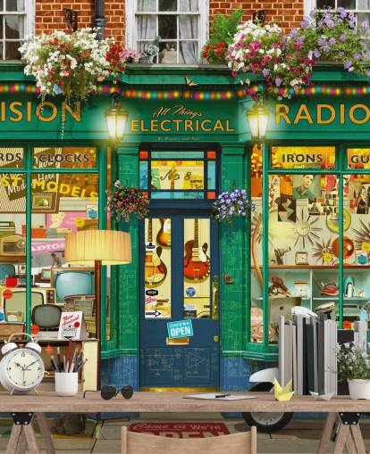 pretenderen elektrische winkel front behang