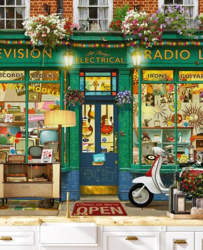 pretend electric shop front wallpaper