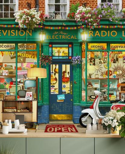pretend electric shop front wallpaper