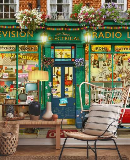 pretend electric shop front wallpaper