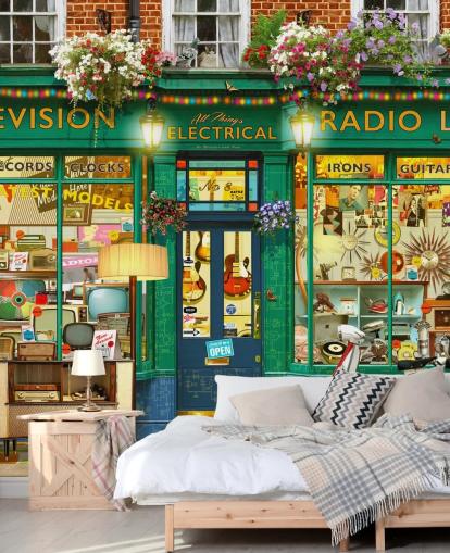 pretend electric shop front wallpaper