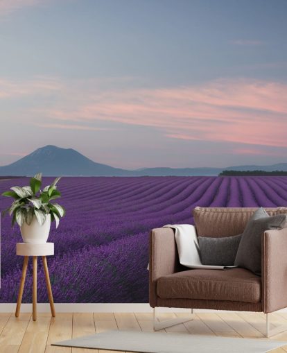 lilla tilpassbar lavendel tapet veggmaleri kalt Rows of Lavender