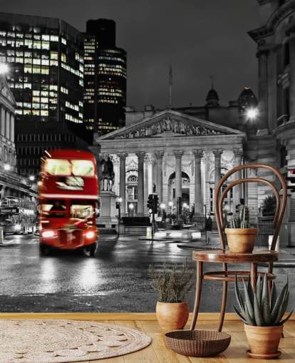 grey and red custom london bus wallpaper called Royal Exchange London for dining rooms grey and red custom london bus wallpaper called Royal Exchange London for dining rooms