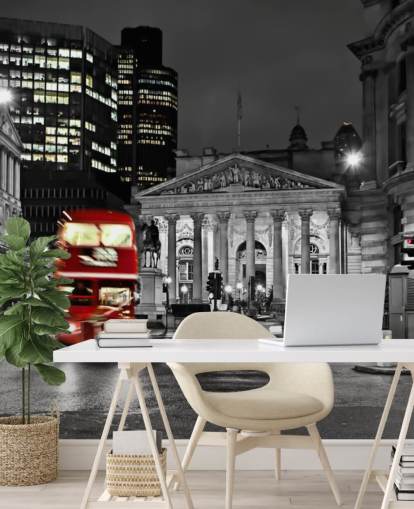 Graue und rote kundenspezifische Londoner Bus-Tapete namens Royal Exchange London für Esszimmer