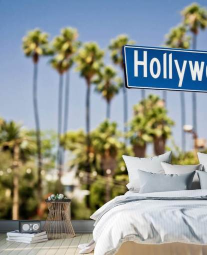 Blaues Zeichen von Hollywood Wandgemälde