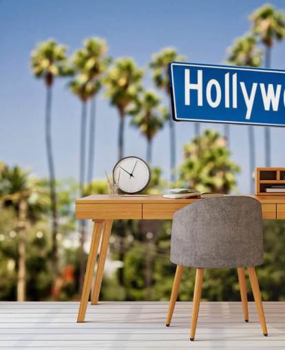 blå tegn på hollywood veggmaleri