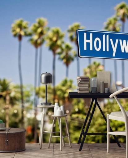 mural de pared signo azul de hollywood mural de pared signo azul de hollywood