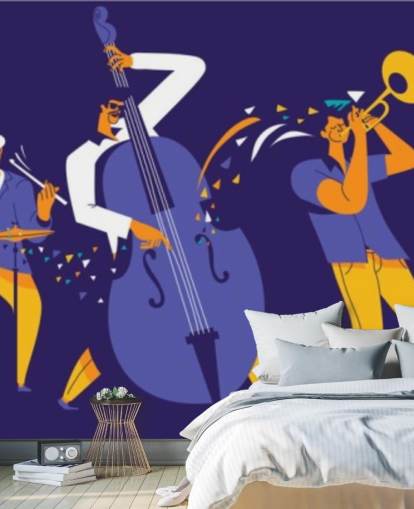 lilla og gule musikere tapet