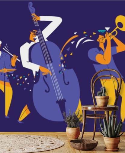 carta da parati musicisti viola e gialli