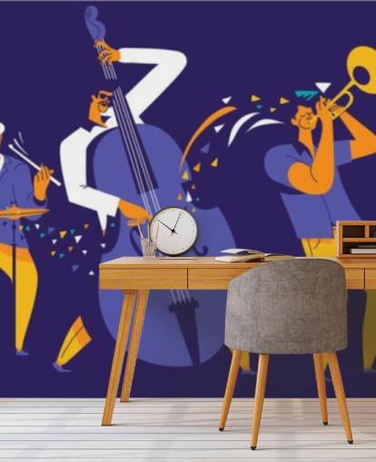 carta da parati musicisti viola e gialli