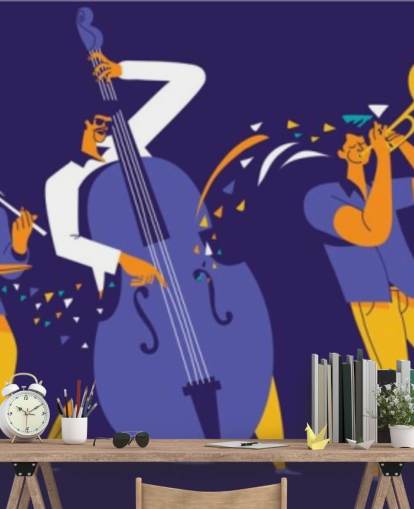 lila und gelbe Musiker Tapete