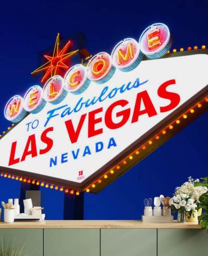 las vegas sign against blue sky wallpaper