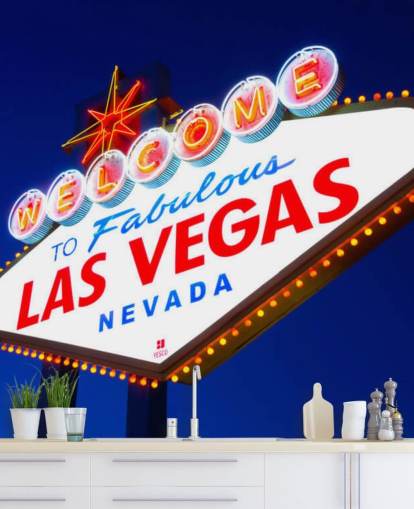 sinal de las vegas contra papel de parede céu azul