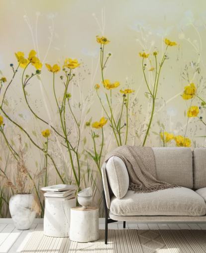 mural de papel pintado floral verde y amarillo llamado Good Morning Flowers by 1x para dormitorios, salas de estar y comedores mural de papel pintado floral verde y amarillo llamado Good Morning Flowers by 1x para dormitorios, salas de estar y comedores
