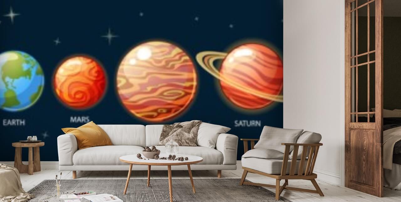 Decorazione murale con sistema solare per bambini