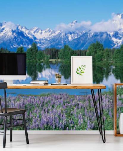 wyoming national park with blue mountains and sky with purple flowers wallpaper wyoming national park with blue mountains and sky with purple flowers wallpaper