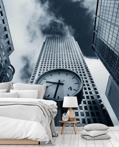 papel pintado de edificios y relojes en blanco y negro papel pintado de edificios y relojes en blanco y negro