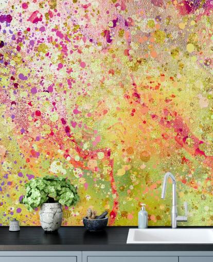 papier peint peint abstrait éclaboussé personnalisé rose, violet et or appelé Burst of Joy par Lara Skinner pour chambres papier peint peint abstrait éclaboussé personnalisé rose, violet et or appelé Burst of Joy par Lara Skinner pour chambres