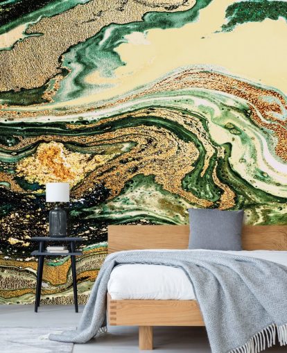 papel pintado de mármol geoda dorada