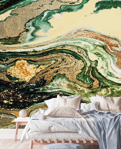 papel pintado de mármol geoda dorada