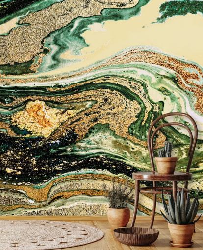 papel pintado de mármol geoda dorada