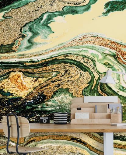 papel pintado de mármol geoda dorada